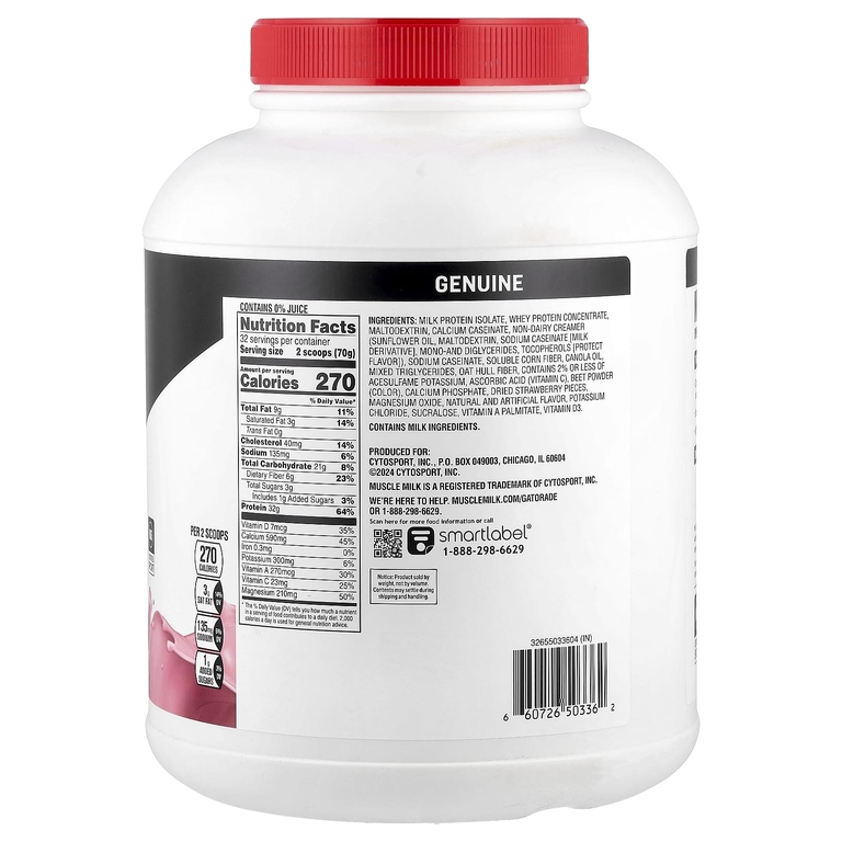 Muscle Milk, Genuine, Protein Powder, Strawberry 'n Creme, 4.94 lbs lb (2.24 kg)