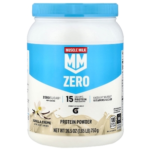 Muscle Milk, Zero, протеиновый порошок, ванильный крем, 750 г