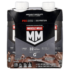 Muscle Milk, Pro Advanced Nutrition, Protein Shake, Knockout Chocolate, 4 Cartons, 11 fl oz (330 ml) Each