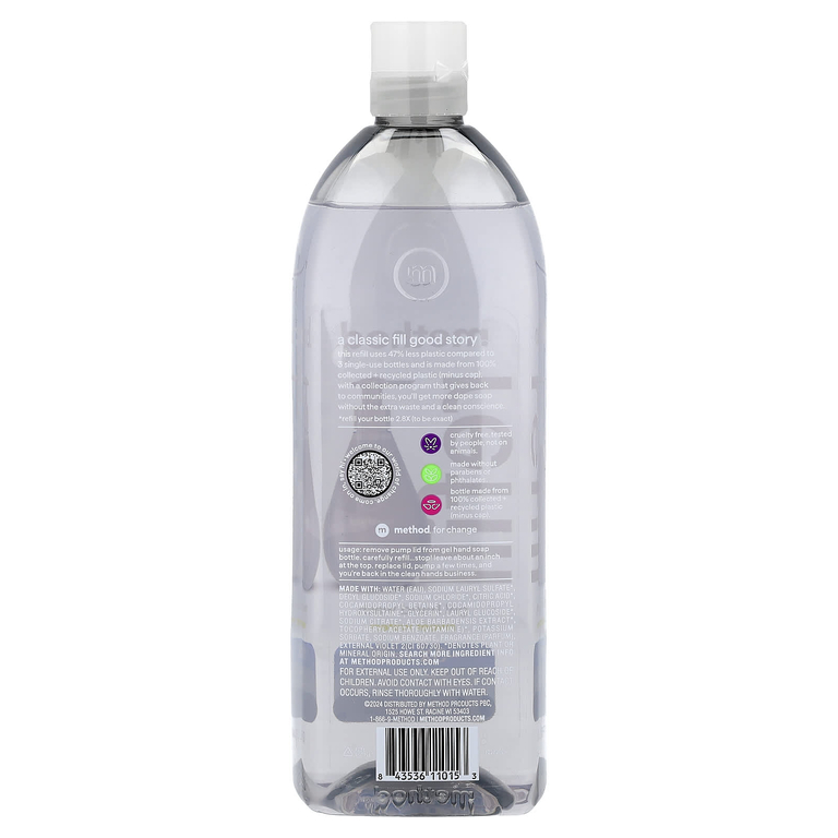 Method, Gel Hand Wash, Refill, Sweet Water, 34 fl oz (1 L)