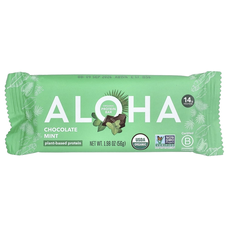 Aloha, Organic Protein Bars, Chocolate Mint, 12 Bars, 1.98 oz (56 g) Each