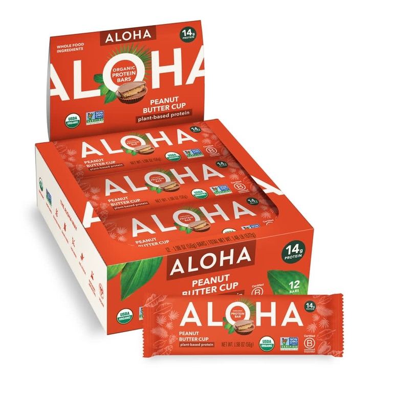 Aloha, Organic Protein Bars, Peanut Butter Cup, 12 Bars, 1.98 oz (56 g) Each