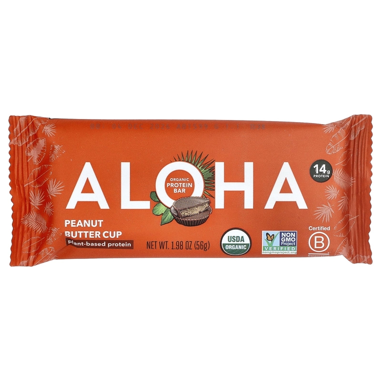 Aloha, Organic Protein Bars, Peanut Butter Cup, 12 Bars, 1.98 oz (56 g) Each