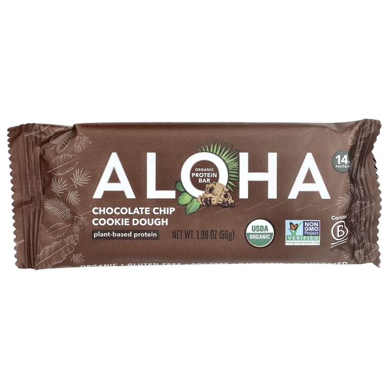 Aloha, Organic Protein Bars, Chocolate Chip Cookie Dough, 12 Bars, 1.98 oz (56 g) Each