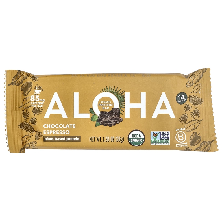 Aloha, Organic Protein Bars, Chocolate Espresso, 12 Bars, 1.98 oz (56 g) Each