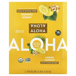 Aloha, Organic Protein Bars, Lemon Cashew, 12 Bars, 1.98 oz (56 g) Each