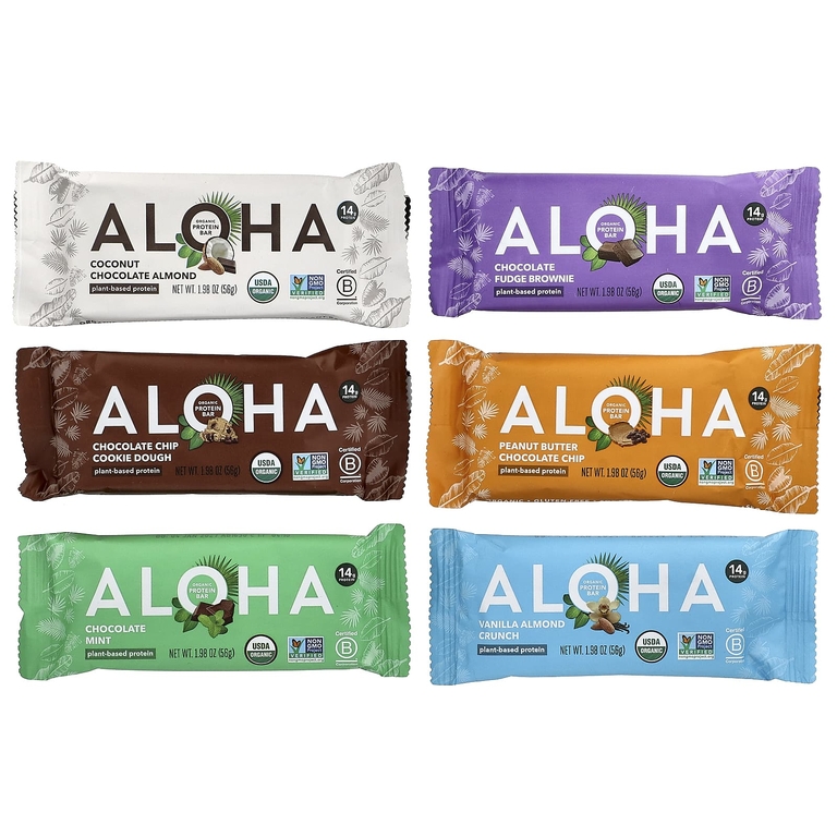Aloha, Organic Protein Bars, Sampler Pack, 12 Bars, 1.98 oz (56 g) Each