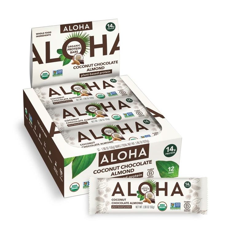 Aloha, Organic Protein Bars, Coconut Chocolate Almond, 12 Bars, 1.98 oz (56 g) Each