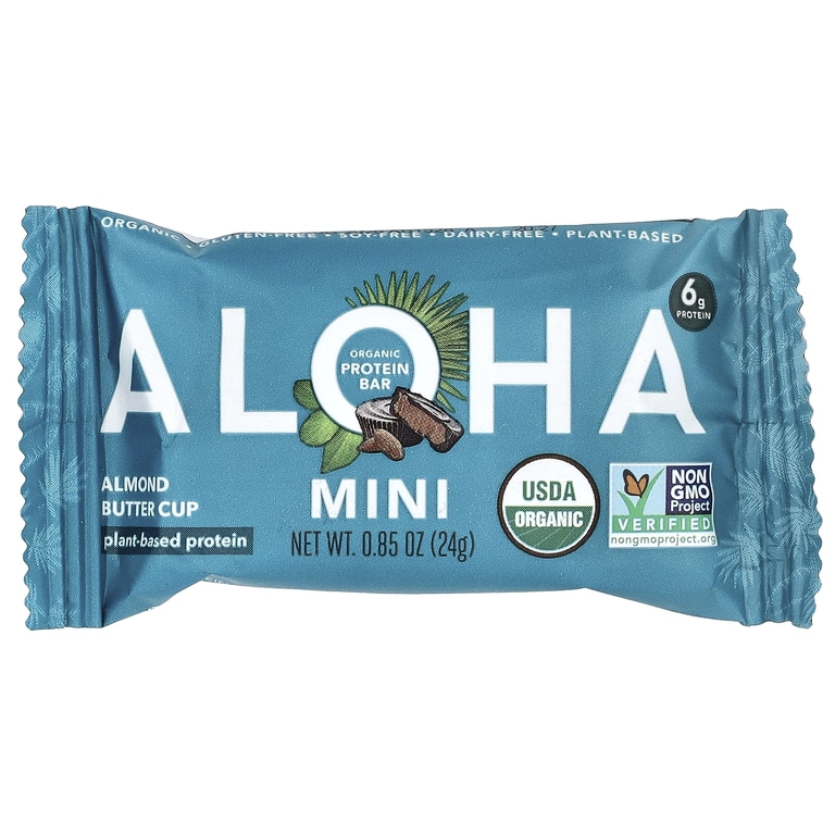 Aloha, Organic Protein Mini Bars, Almond Butter Cup, 20 Bars, 0.85 oz (24 g) Each