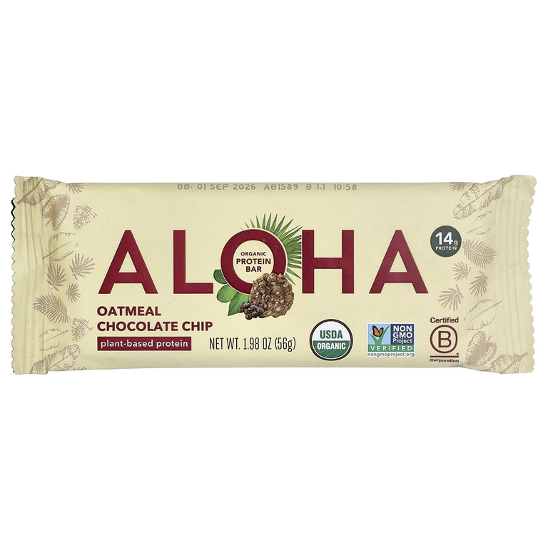 Aloha, Organic Protein Bars, Oatmeal Chocolate Chip, 12 Bars, 1.98 oz (56 g) Each