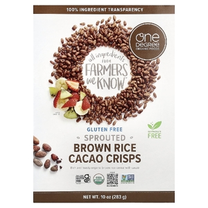 One Degree Organic Foods, чипсы с какао из пророщенного коричневого риса, 283 г (10 унций)