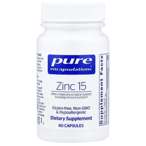 Pure Encapsulations, цинк 15, 60 капсул (15 мг в 1 капсуле)