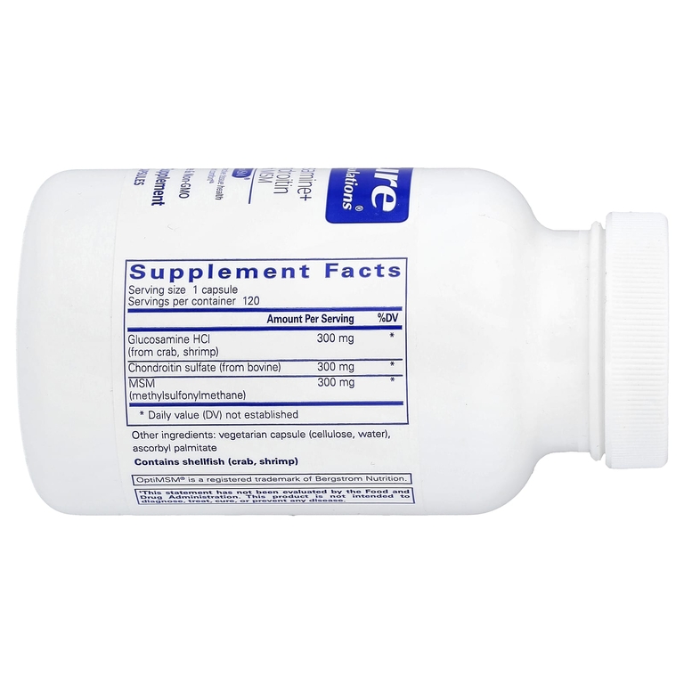 Pure Encapsulations, глюкозамин, хондроитин и МСМ, 120 капсул