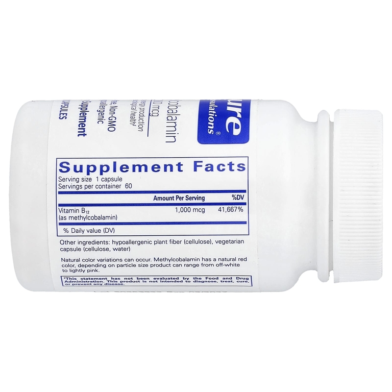 Pure Encapsulations, метилкобаламин, 1000 мкг, 60 капсул