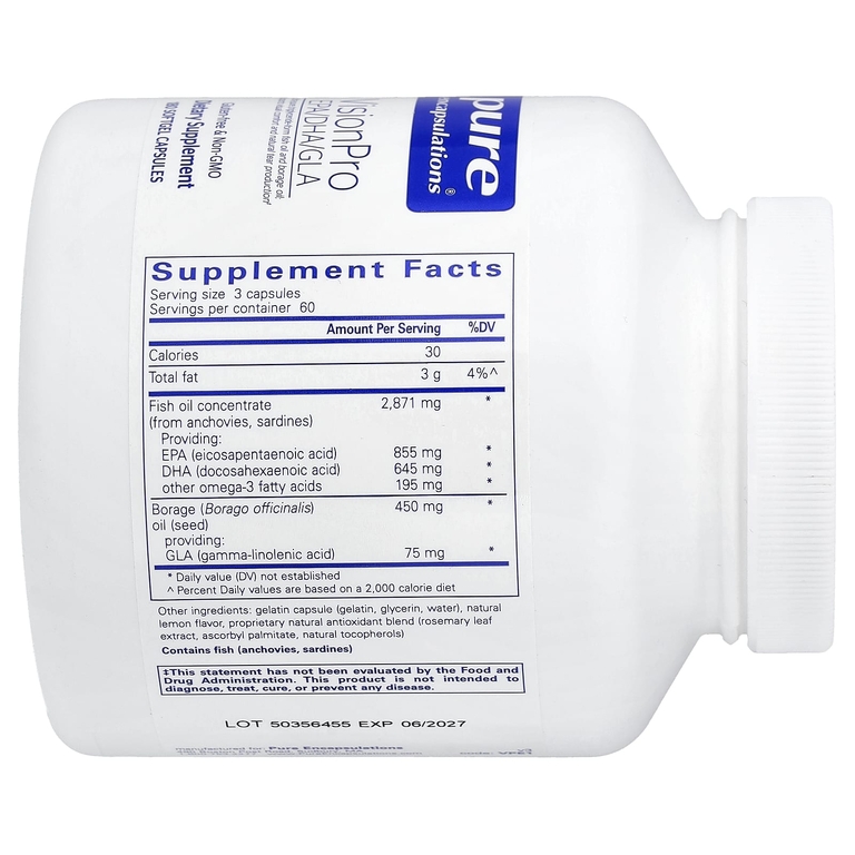 Pure Encapsulations, VisionPro EPA DHA GLA, 180 Softgel Capsules
