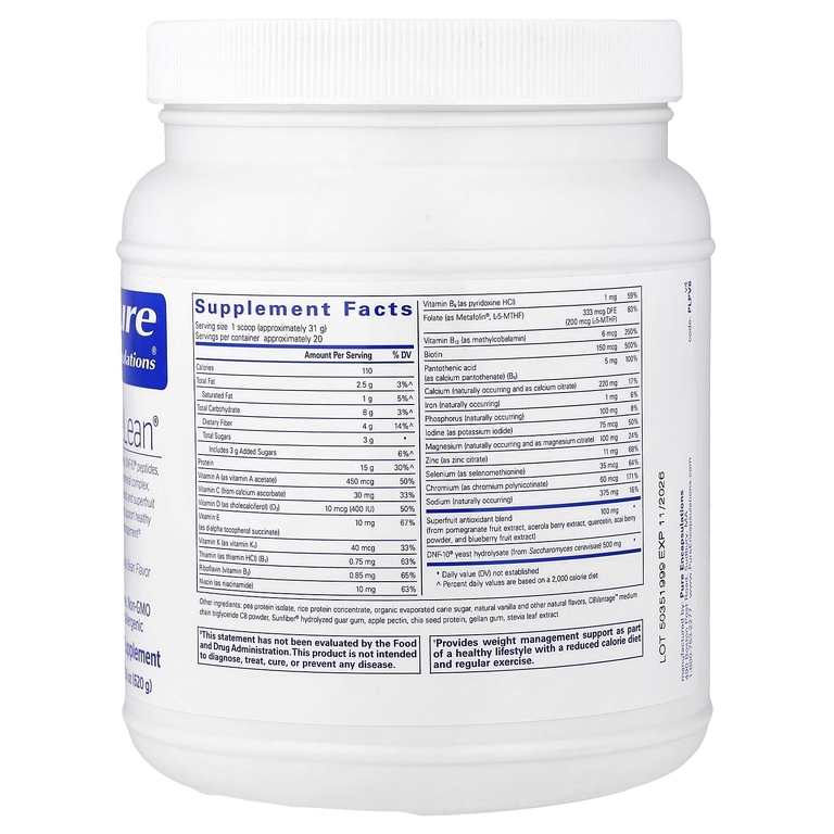 Pure Encapsulations, PureLean® Protein, Natural Vanilla Bean, 21.8 oz (620 g)