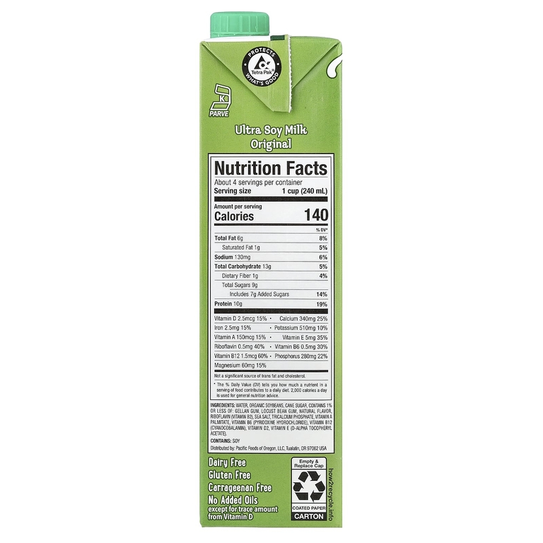 Pacific Foods, Ultra Soy Milk, оригинальное, 946 мл (32 жидк. унции)