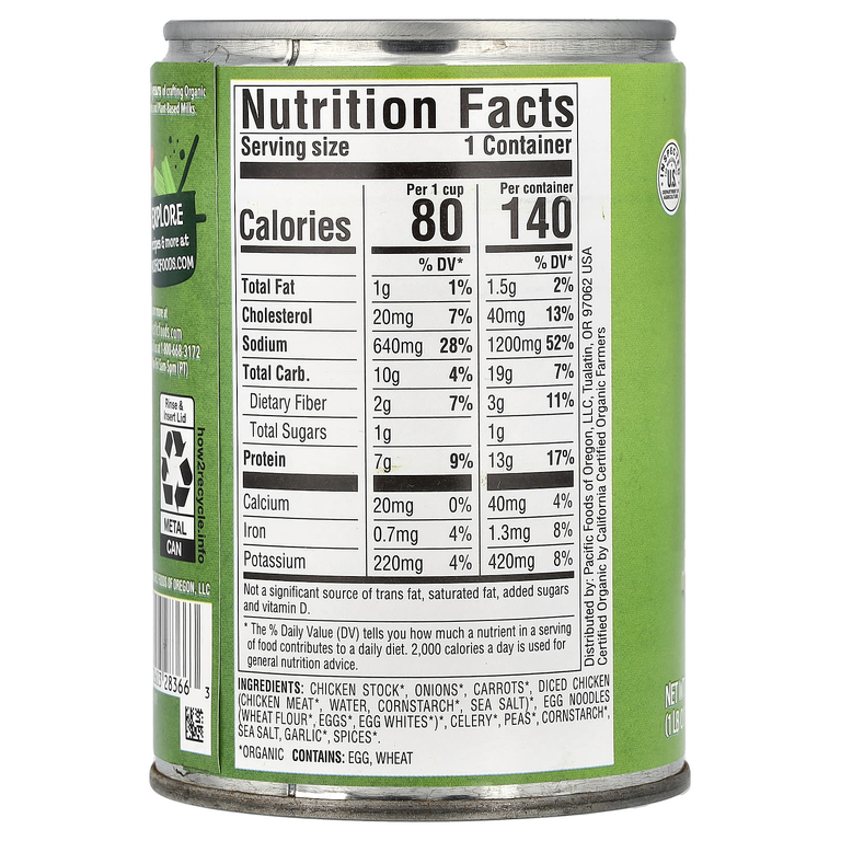 Pacific Foods, органический куриный суп с лапшой, 458 г (16,1 унции)