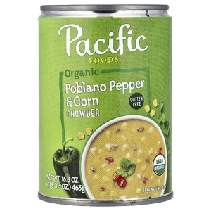 Pacific Foods, органический суп с перцем поблано и кукурузной похмельем, 463 г (16,3 унции)