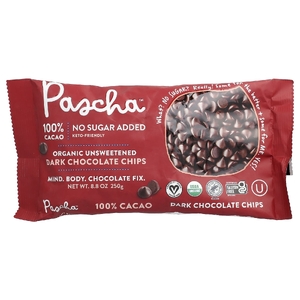 Pascha, органические кусочки темного шоколада, без подсластителей, 100% какао, 250 г (8,8 унции)