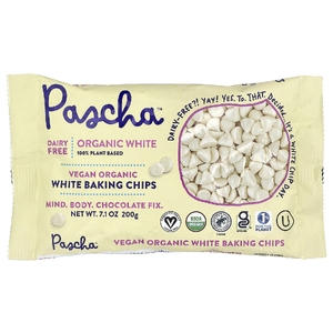 Pascha, органические веганские белые чипсы для выпечки, 200 г (7,1 унции)