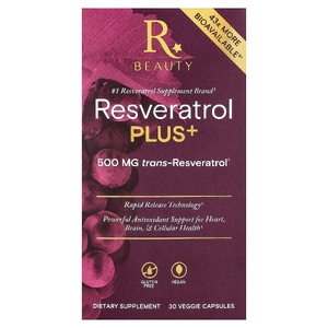 Reserveage Beauty, ресвератрол плюс+, 30 растительных капсул
