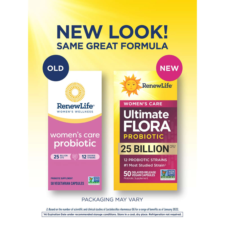 Renew Life, Women's Care, пробиотик Ultimate Flora™, 50 веганских капсул с отсроченным высвобождением
