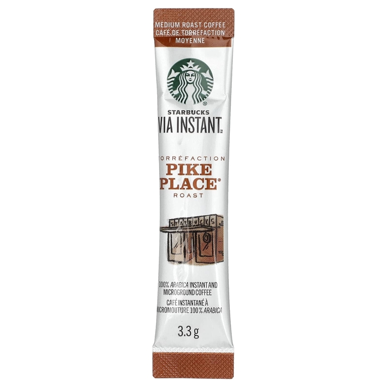Starbucks, VIA®, растворимый кофе Pike Place®, обжарка, средняя обжарка, 8 пакетиков по 3,3 г (0,11 унции)