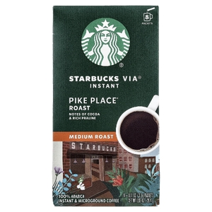 Starbucks, VIA®, растворимый кофе Pike Place®, обжарка, средняя обжарка, 8 пакетиков по 3,3 г (0,11 унции)