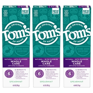 Tom's of Maine, Whole Care, зубная паста с фторидом против кариеса, мята, 3 упаковки по 113 г (4 унции)