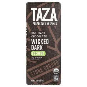 Taza Chocolate, 95% Dark Chocolate, Wicked Dark, Coconut, 2.5 oz (70 g)