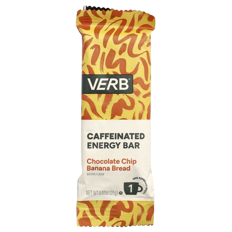 Verb Energy, Caffeinated Energy Bar, Chocolate Chip Banana Bread, 16 Bars, 0.92 oz (26 g) Each