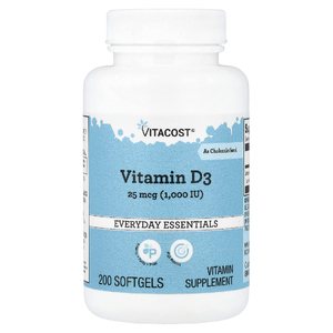 Vitacost, Витамин D3, 25 мкг (1000 МЕ), 200 мягких таблеток
