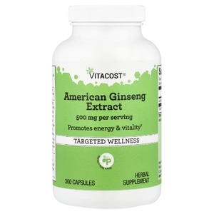 Vitacost, экстракт женьшеня американского, 300 капсул (250 мг в 1 капсуле)