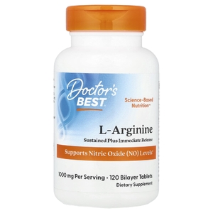 Doctor's Best, L-аргинин, 120 двухслойных таблеток (500 мг в 1 таблетке)