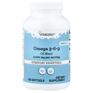 Vitacost, смесь масел омега 3-6-9, 180 капсул (1000 мг в 1 капсуле)