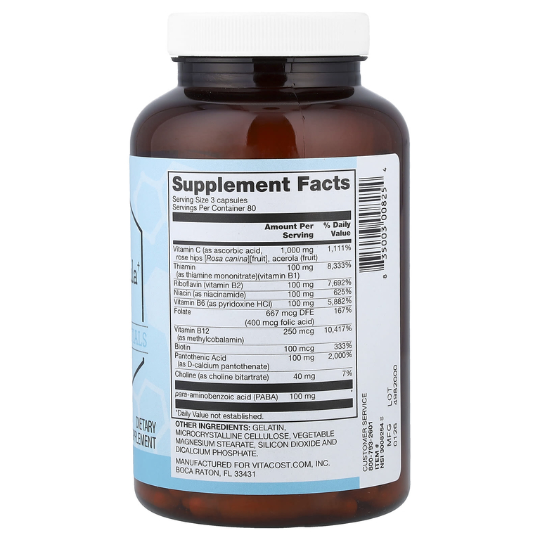 Vitacost, Ultra B Stress, добавка с витаминами группы B и витамином C, 240 капсул