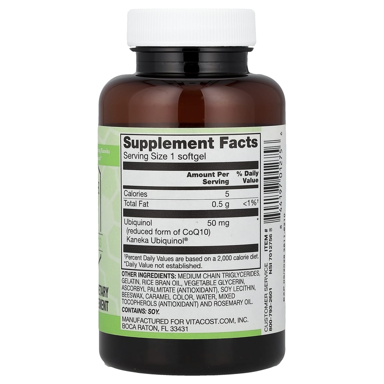 Vitacost, Synergy®, Ubiquinol CoQH, 50 mg, 120 Softgels