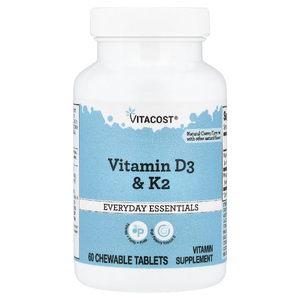 Vitacost, Everyday Essentials, витамины D3 и K2, натуральная вишня, 60   жевательных таблеток