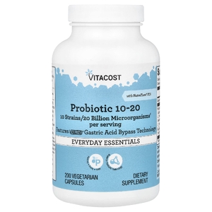 Vitacost, пробиотик 10-20 с NutraFlora® ФОС, 200 вегетарианских капсул