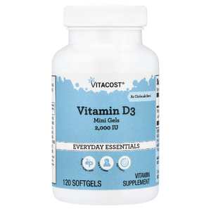 Vitacost, Everyday Essentials, мини-капсулы с витамином D3, 50 мкг (2000 МЕ), 120 мягких капсул