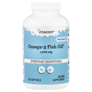 Vitacost, Everyday Essentials, рыбий жир с омега-3, натуральный лимонный вкус, 1000 мг, 150 мягких капсул