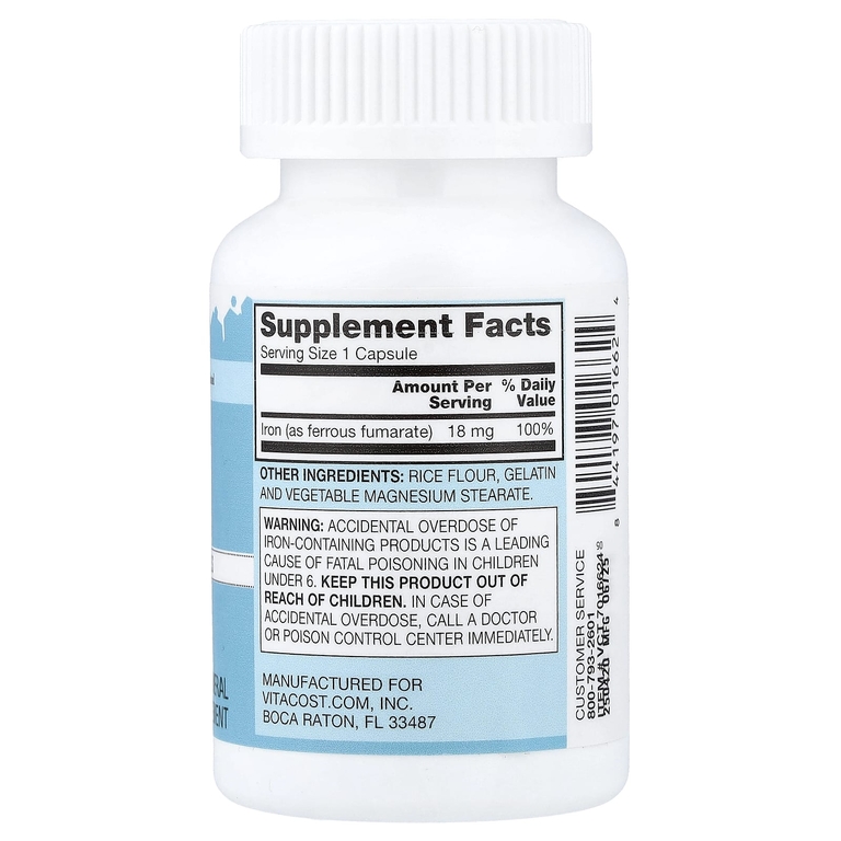 Vitacost, Everyday Essentials, Chelated Iron, 18 mg, 100 Capsules