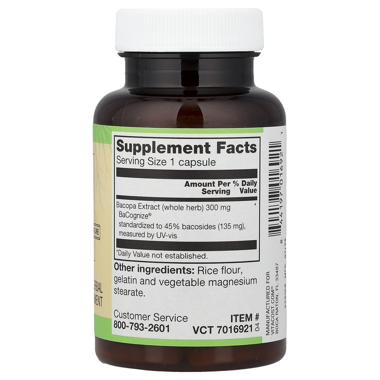 Vitacost, Root2, экстракт бакопы с BaCognize®, 300 мг, 60 капсул