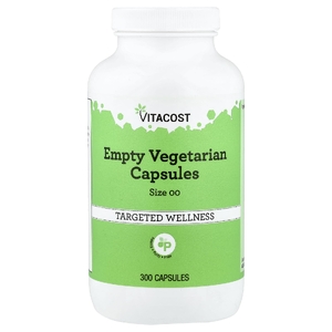 Vitacost, пустые вегетарианские капсулы, размер 00, 300 капсул