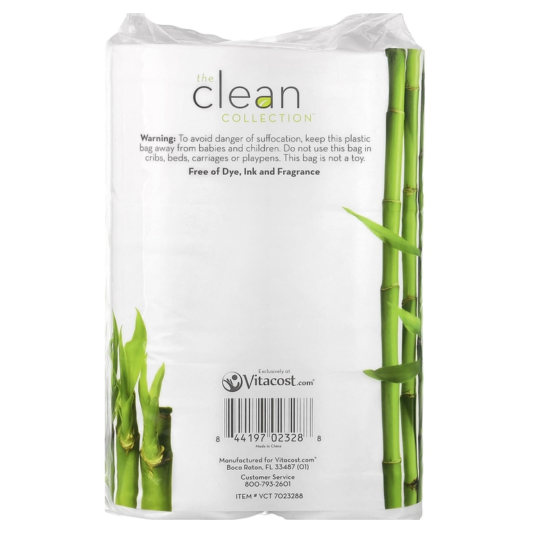 Vitacost, The Clean Collection™, бамбуковые салфетки для ванны, 12 рулонов