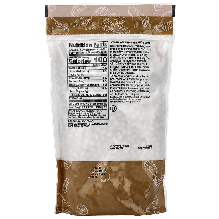 Vitacost, Navy Beans, 16 oz (453 g)