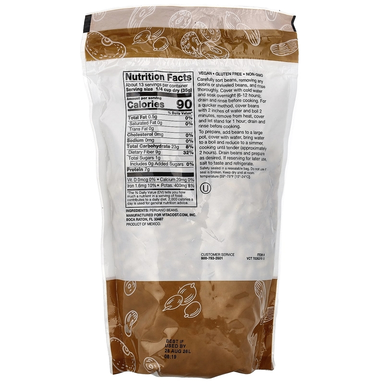 Vitacost, Peruano Beans, 16 oz (453 g)