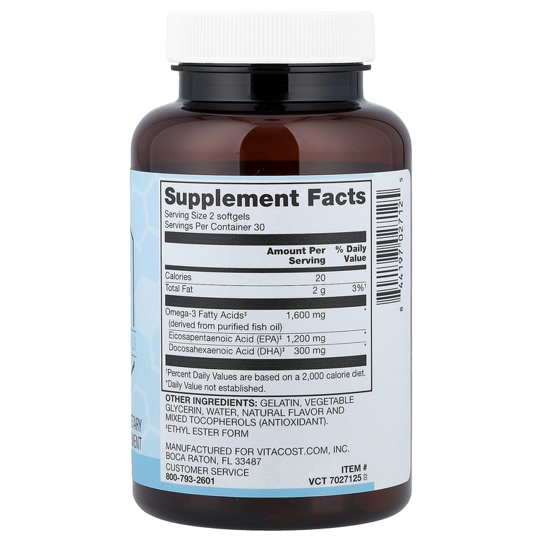 Vitacost, Super EPA Omega-3, 60 Softgels (600 mg per Softgel)