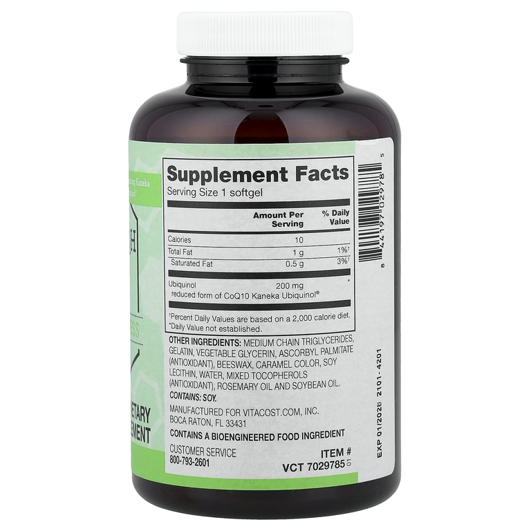 Vitacost, Ubiquinol CoQH , 200 mg, 120 Softgels